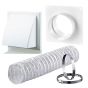 Bathroom Kitchen External Wall Extractor Fan Cooker Hood Tumble Dryer Round 100 mm Hole 4 " White Flexible Air Venting Kit Anti Draught Shutter