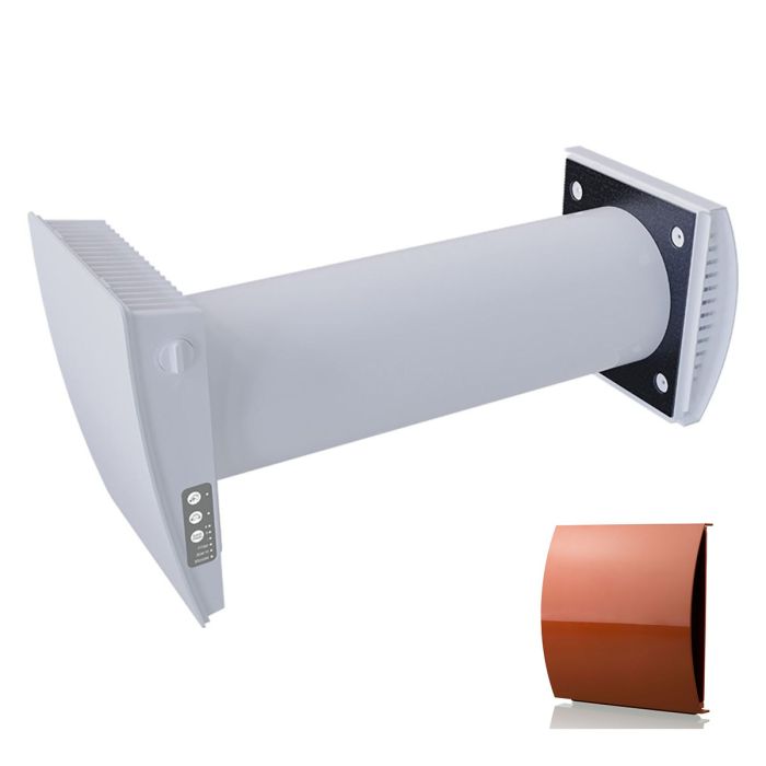 Blauberg Aeris-Midi Decentralised Single Room Ductless Heat Recovery Unit Ventilator – Wall Mounted Silent Heat Recycling Ventilation – Filtered Fresh Air Supply And Extract with Terracotta Acoustic External Vent