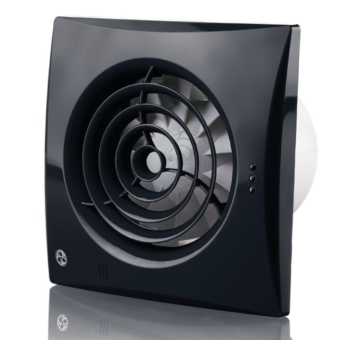Blauberg Calm Black Bathroom Extractor Fan Low Noise Energy Efficient Exhaust Ventilator 100mm - Pull Cord