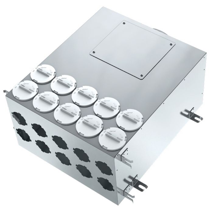 200mm - MVHR Heat Recovery Ventilation Air Manifold Box Semi Rigid Flexible 75mm Ducting - 10 Port
